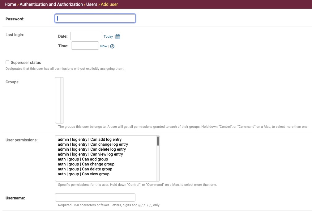 ArchiveBox Adding Users screen