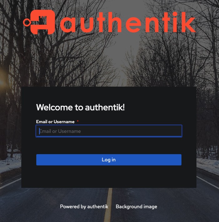 Authentik login screen