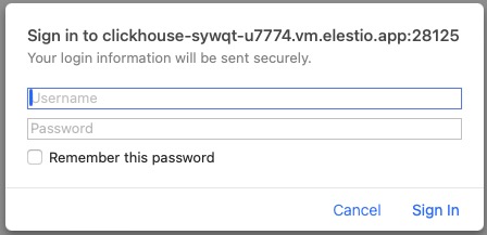 Clickhouse login screen