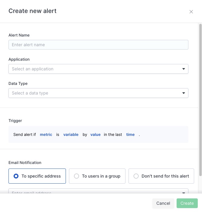Countly Creating Alert screen