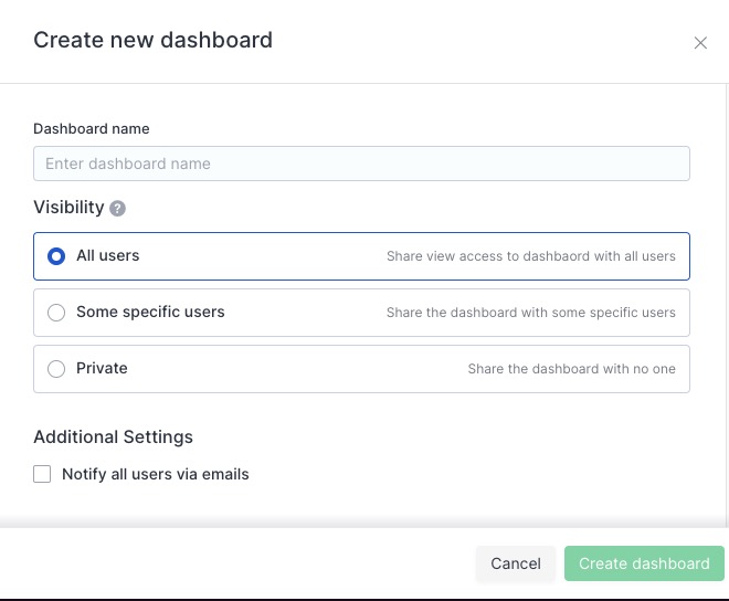Countly Creating Dashboard screen