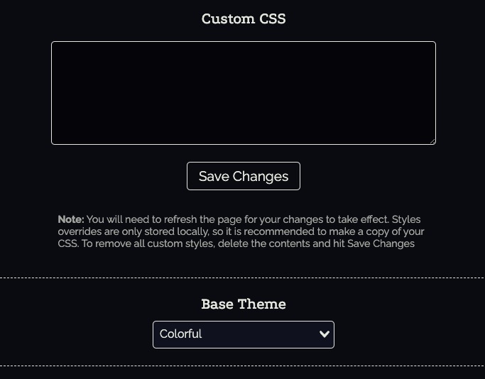 Dashy Custom Theme screen