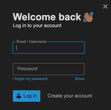 Discourse login screen