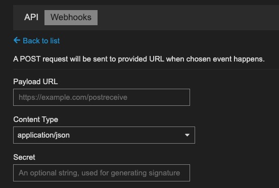 Discourse webhooks screen