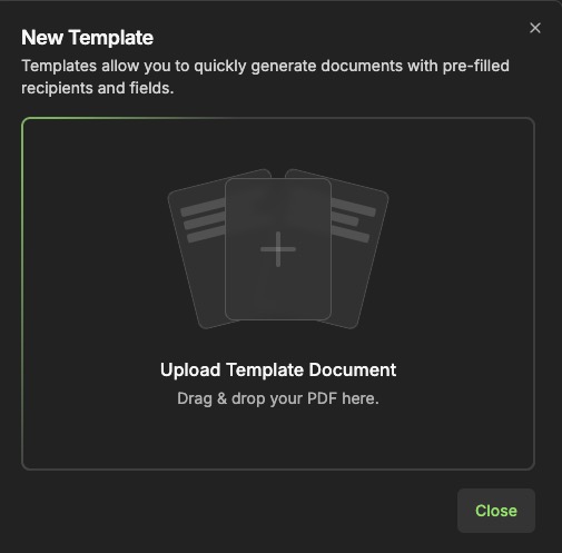 Documenso Creating Templates screen