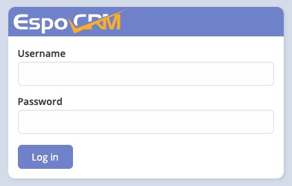 EspoCRM Login In screen