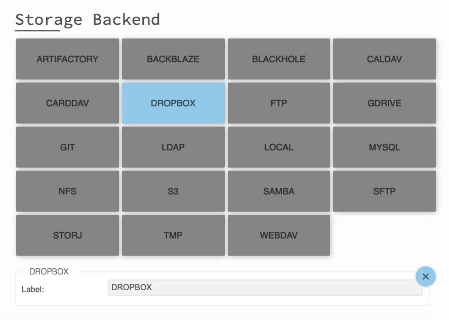 Filestash Storage Backend screen