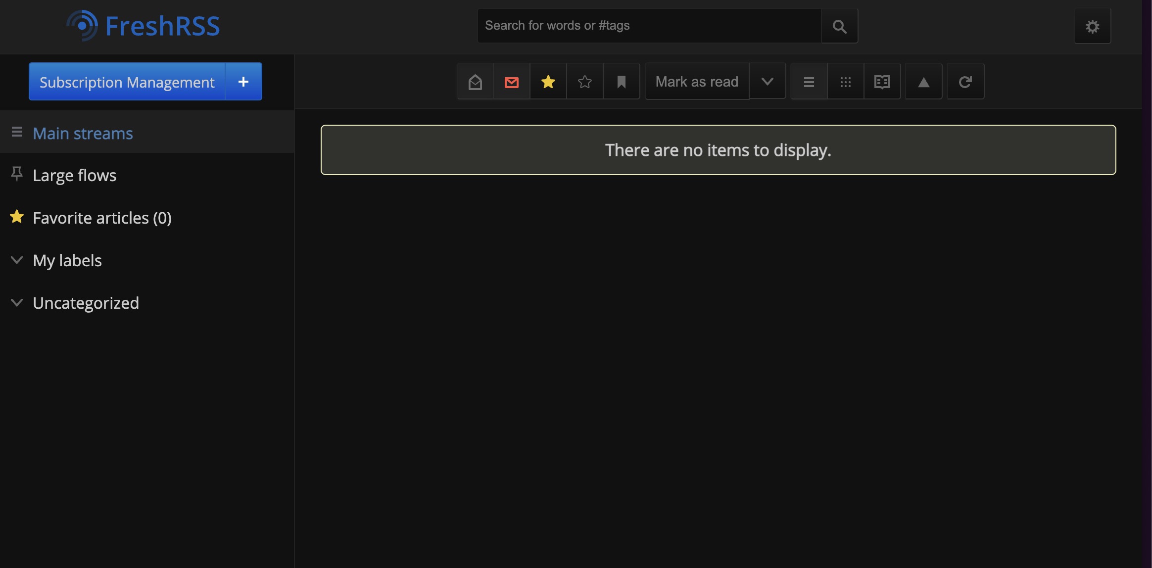 FreshRSS Streams screen