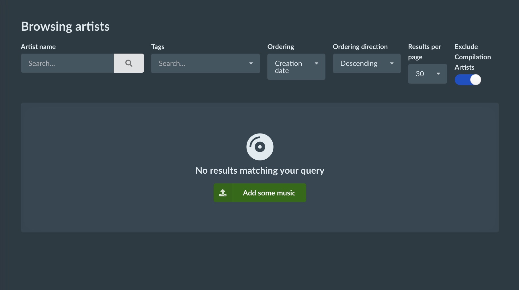 Funkwhale Artists screen