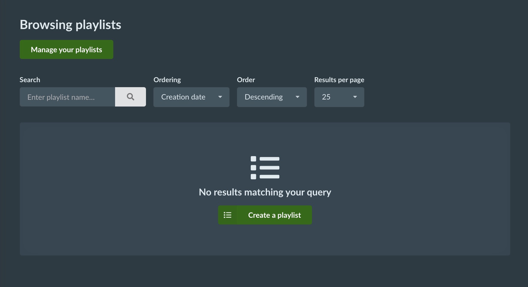 Funkwhale Playlists screen