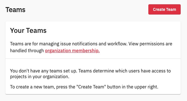 GlitchTip Teams screen
