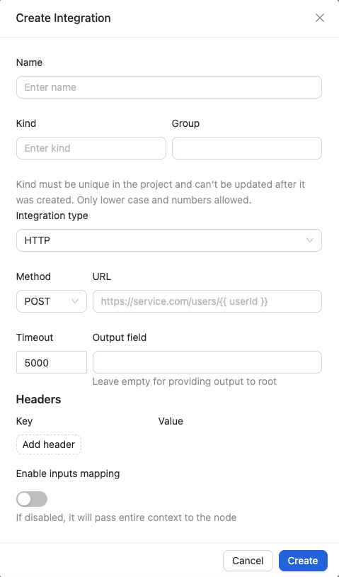 GoRules Create Integration screen