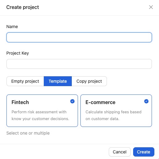 GoRules Create Project screen