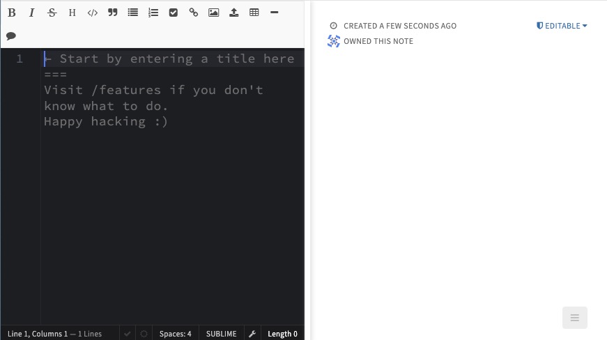 HedgeDoc note screen
