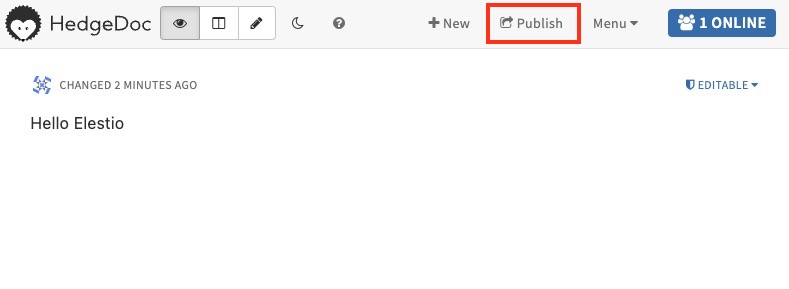 HedgeDoc publish screen