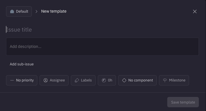 Huly New Template screen