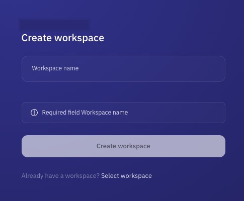 Huly Create Workspace screen