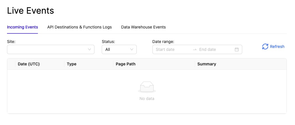 Jitsu live events screen
