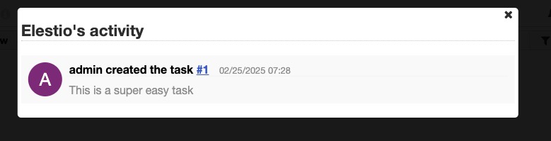 Kanboard Activity screen