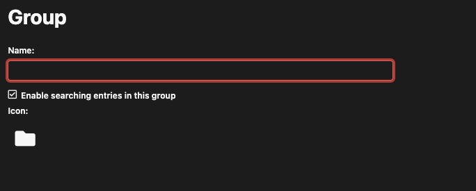 Keeweb Groups screen