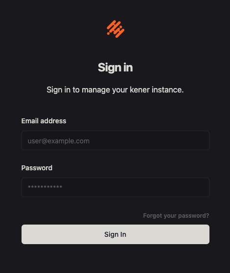 Kener Sign In screen