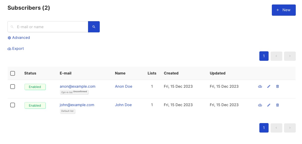 Listmonk view subscribers
