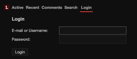 Lobsters login screen
