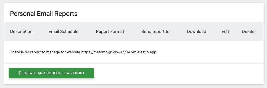 Matomo Personal Email Report Screen