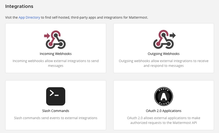 Mattermost Integration Screen
