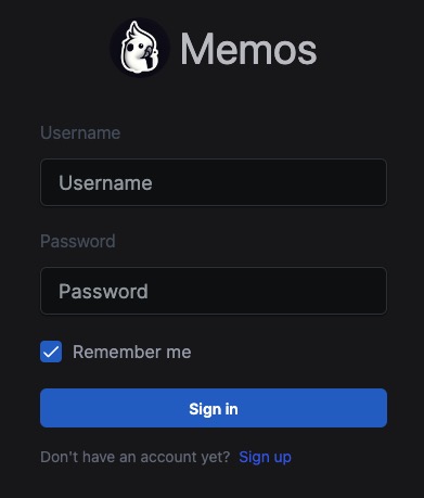 Memos Sign In screen
