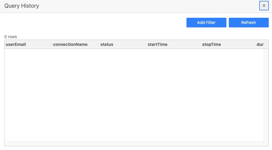 MSSQL Query History Screen
