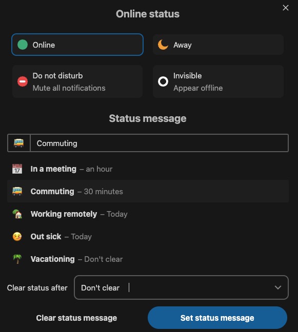 NextCloud status screen