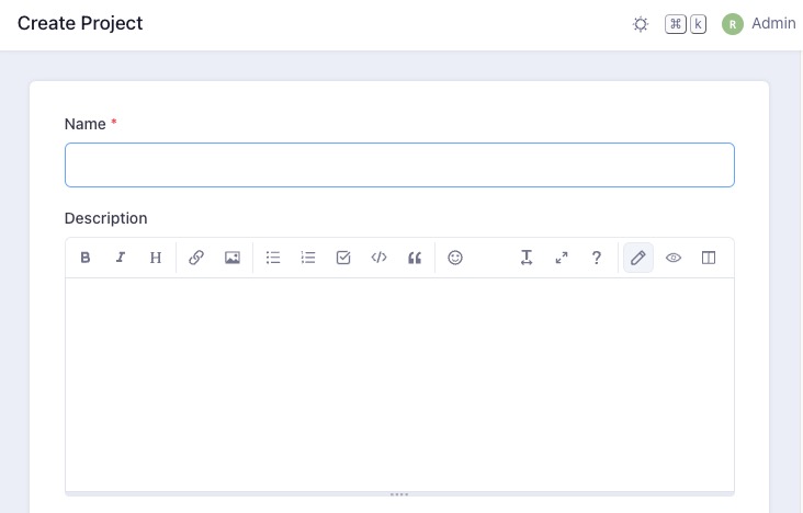 OneDev projects screen