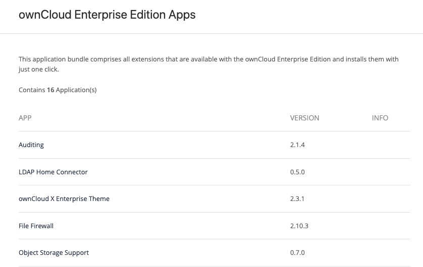 OwnCloud apps screen
