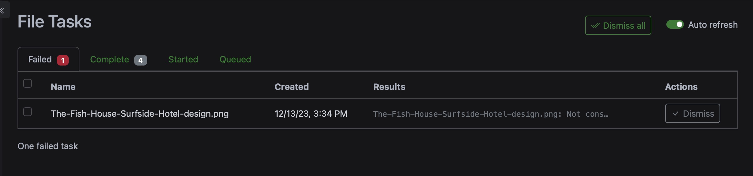 Paperless-ngx failed upload screen