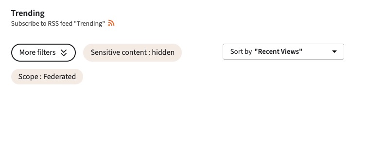 PeerTube trending screen