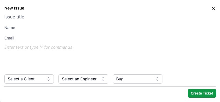 Peppermint Creating New Issue screen