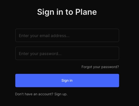 Plane login screen