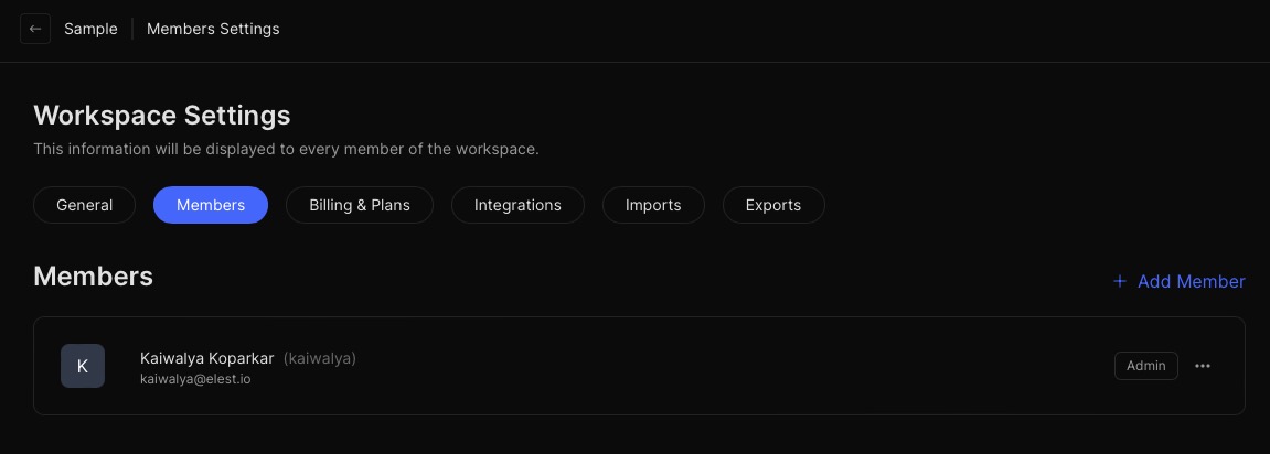 Plane members screen