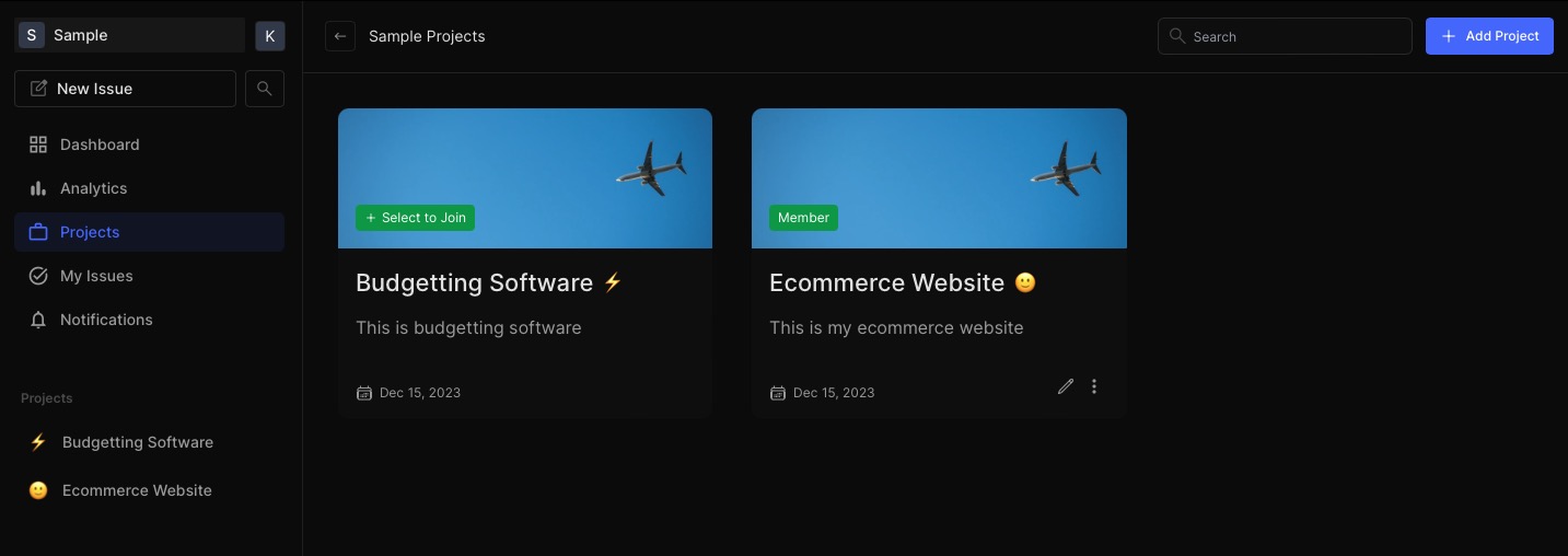 Plane project view screen