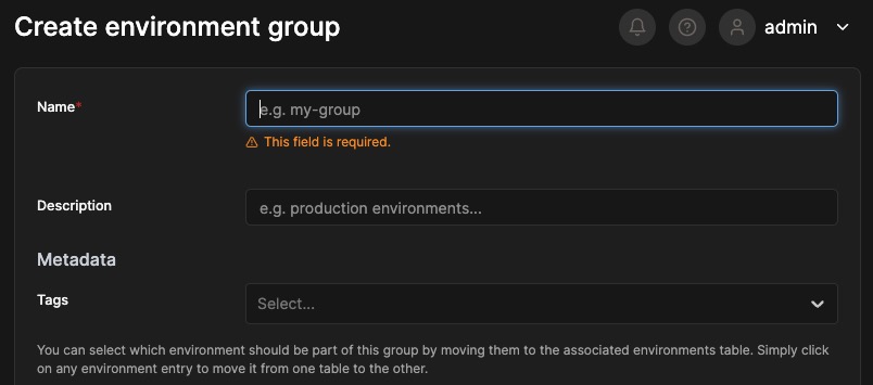 Portainer env screen