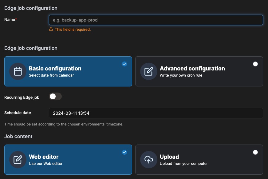 Portainer job screen