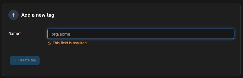 Portainer tag screen