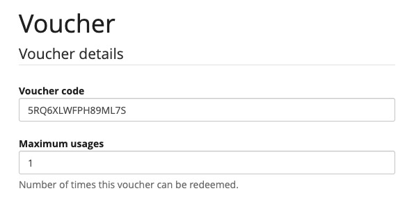Pretix Creating voucher screen
