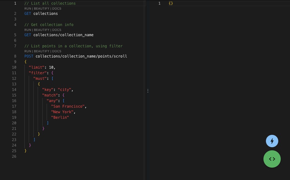 Qdrant Console screen