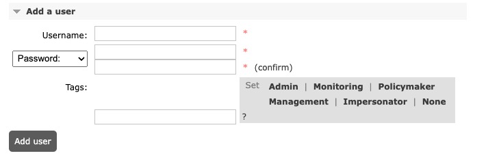 RabbitMQ user screen