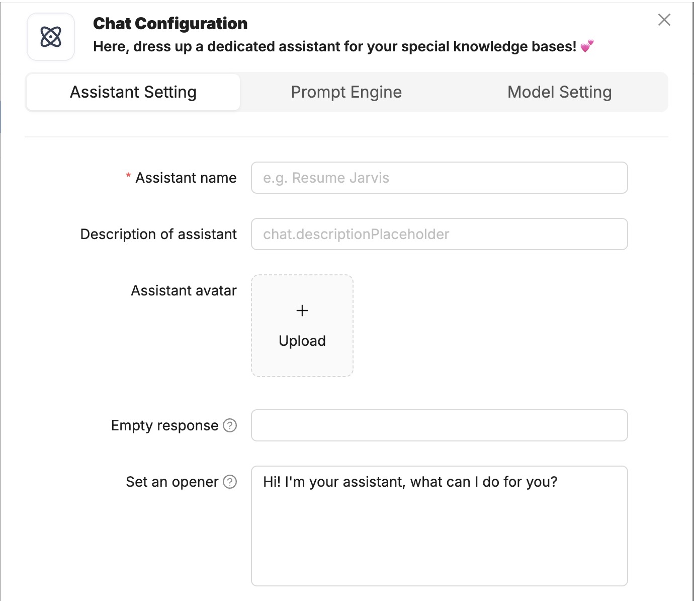 RAGFlow Assistant screen