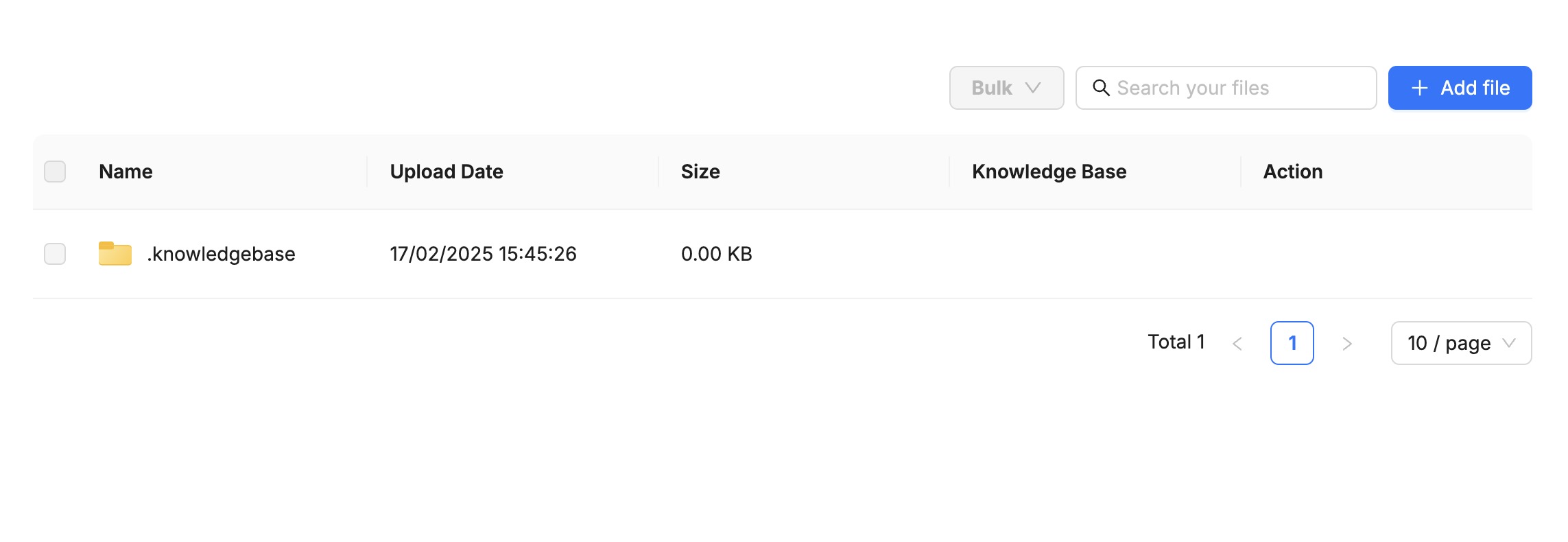 RAGFlow File Management screen