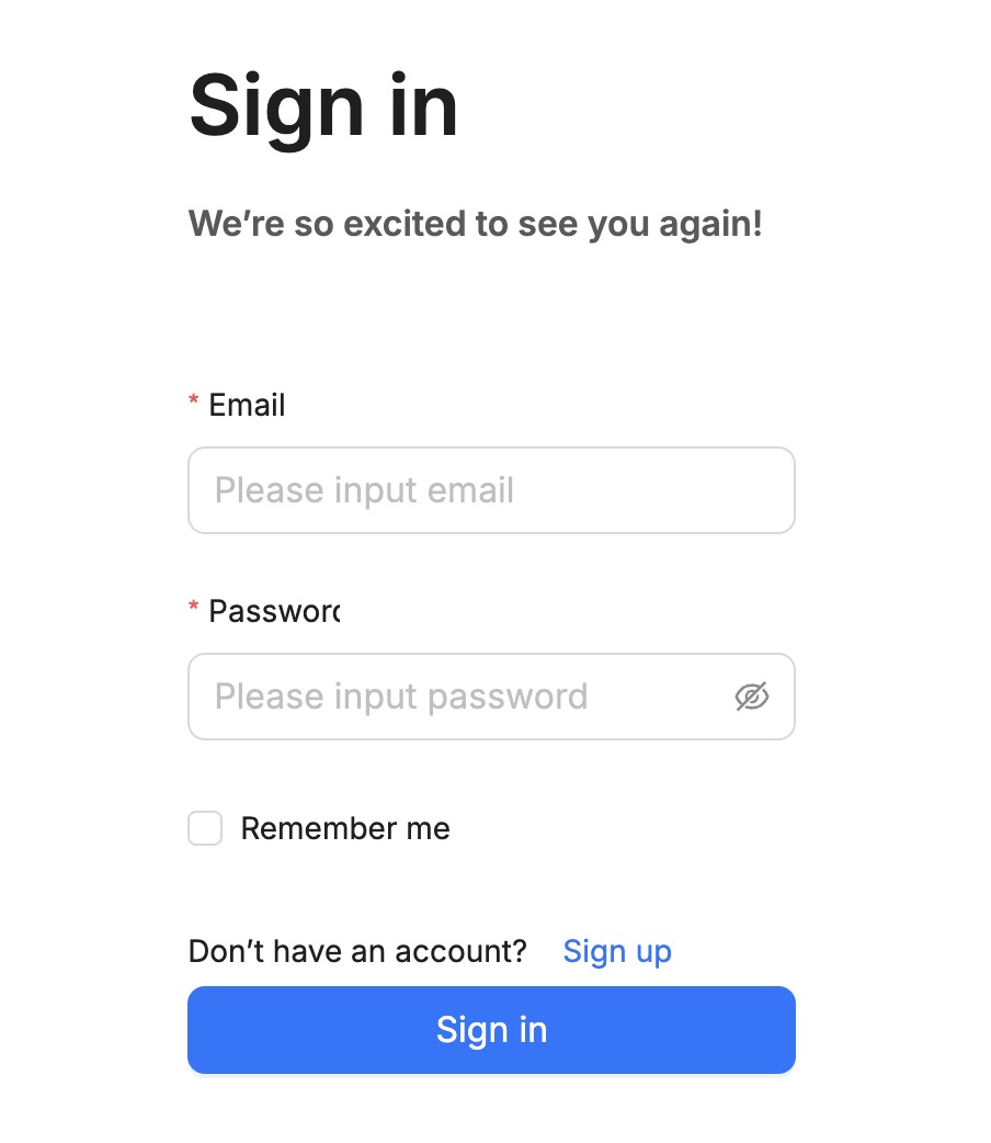RAGFlow Sign in screen