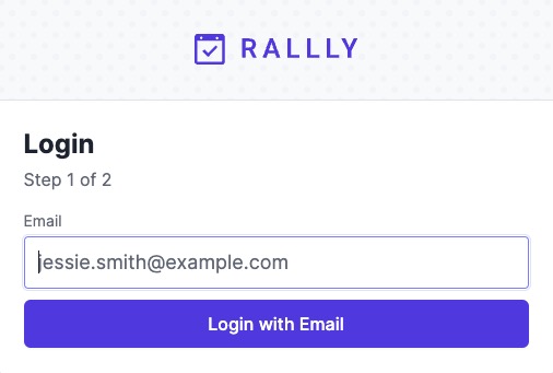 Rallly login screen